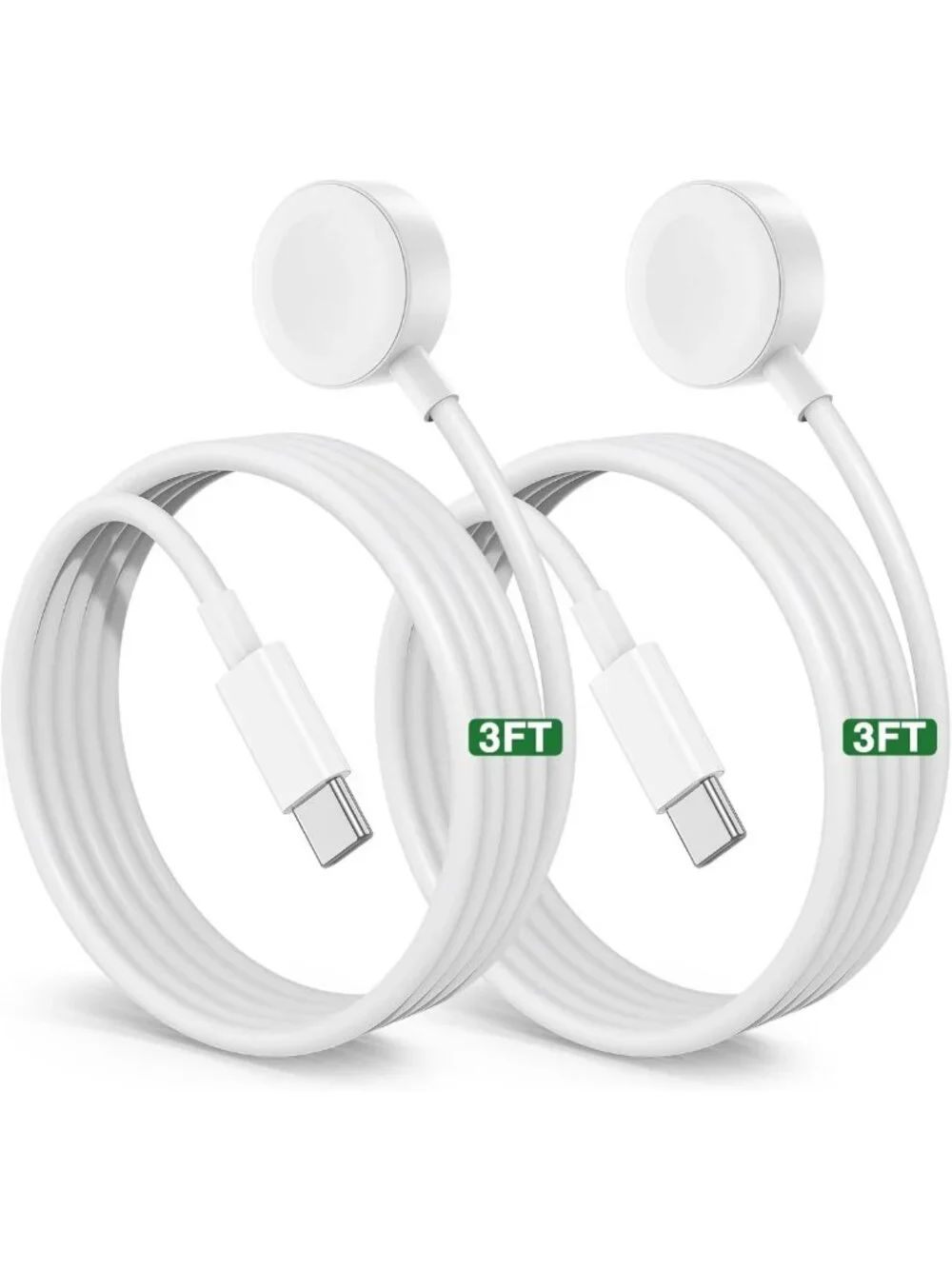 Fast 5W Magnetic Wireless Charger Cable for Apple Watch - 2 Pack, 3FT USB C Cord